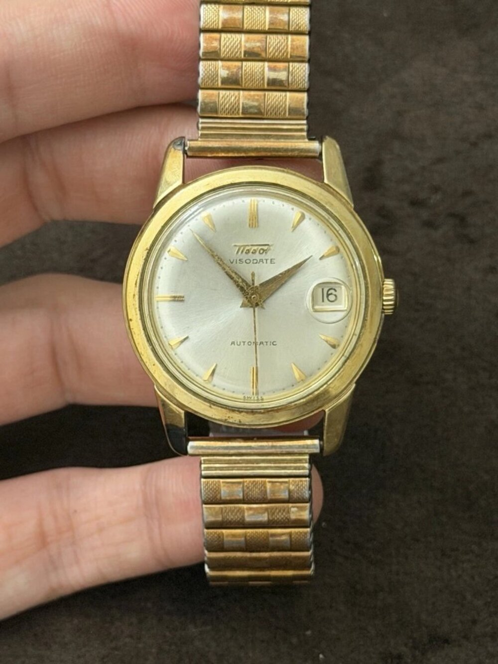 Tissot Visodate Men's Vintage Automatic Watch Silver Dial Date 34mm 2-Tone